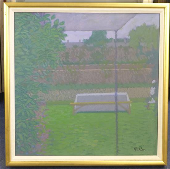 § Robert Buhler (1916-1989) Green lawn, 23.5 x 23.5in.